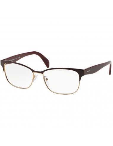 Prada Women's Eyeglasses - Full Rim Burgundy Metal Rectangular Frame | 0PR65RV UAN1O1 pas cher