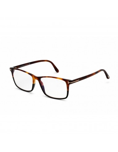 Tom Ford Men's Eyeglasses - Rectangular Blonde Havana Plastic Frame | FT5584-B 053 en ligne