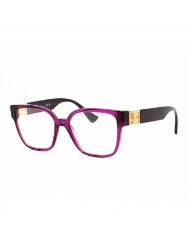 Versace Women's Eyeglasses - Square Transparent Plum Plastic Frame | 0VE3329B 5384 brillant des détails fins