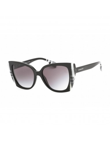 Burberry Women's Sunglasses - Black/Check White Acetate Cat Eye Frame | 0BE4393 40518G Par le système avancé 