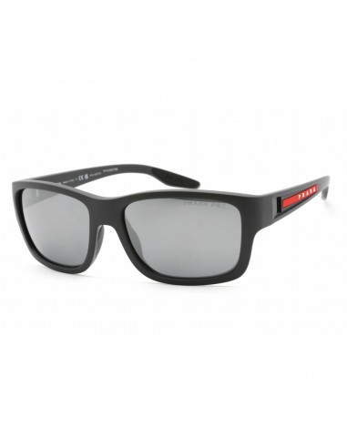 Prada Sport Men's Sunglasses - Grey Rubber Plastic Rectangular Frame | PS01WS UFK07H acheter en ligne