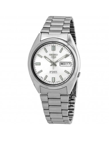 Seiko 5 Men's 21 Jewel Automatic Watch - Silver Dial Steel Bracelet | SNXS73J1 rembourrage situé sous