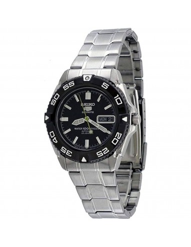 Seiko Men's Watch - 5 Sports Automatic Black Dial Silver Steel Bracelet | SNZB23J1 la chaussure