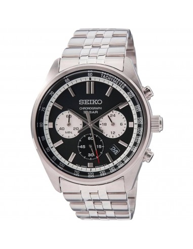 Seiko Men's Watch - Chronograph Black Dial Silver Stainless Steel Bracelet | SSB429P1 les muscles