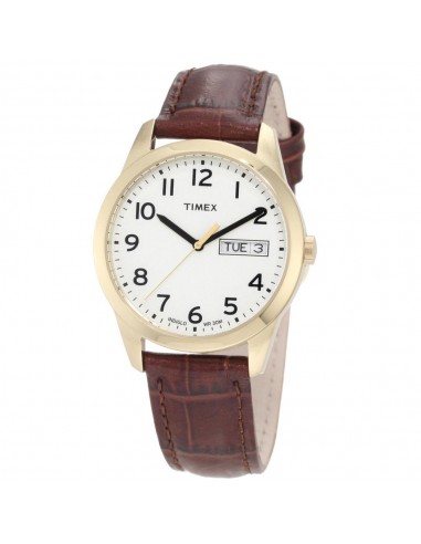 Timex Men's Elevated Classics Dress Gold Tone Stainless Steel Brown Leather Strap White Dial Watch T2N065 les muscles