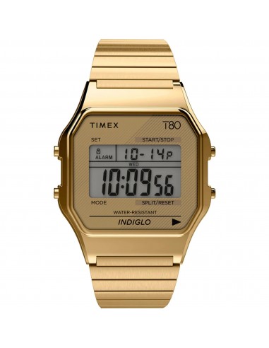 Timex Unisex Watch - T80 Grey Digi Dial Yellow Gold Steel Expansion Band | TW2R79000 offre 