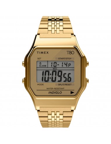 Timex Unisex Watch - T80 Yellow Gold Stainless Steel Bracelet Digital | TW2R79200 Paris Déstockage Promo