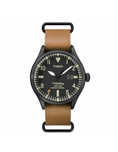 Timex Men's Watch - Waterbury Quartz Black Dial Brown Leather Strap | TW2P64700 hantent personnes