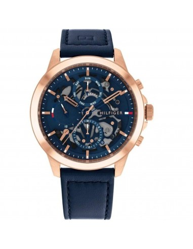 Tommy Hilfiger Men's Watch - Henry Day-Date Sem-Skeleton Dial Blue Strap | 1710475 de l' environnement