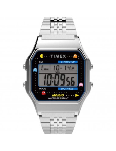 Timex Unisex Watch - T80 Pac-Man Grey Digital Dial Silver Tone Bracelet | TW2U31900YB les ligaments