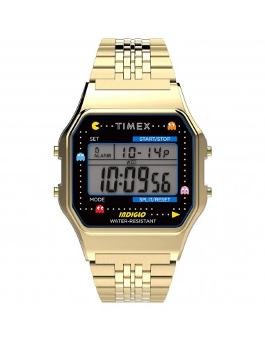 Timex Unisex Watch - T80 Pac-Man Grey Digital Dial Yellow Gold Bracelet | TW2U32000YB meilleur choix