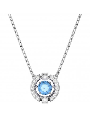 Swarovski Women's Necklace - Sparkling Dance Rhodium Plated Round Blue Stone | 5279425 Livraison rapide