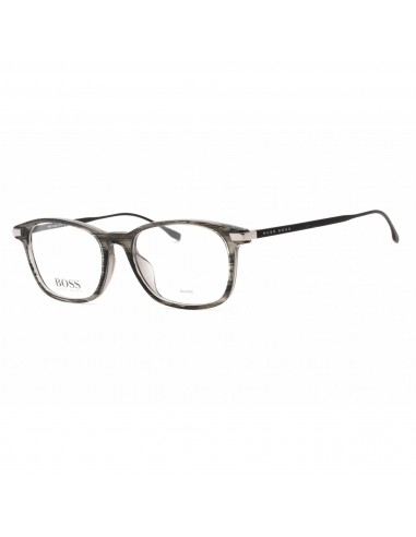 Hugo Boss Men's Eyeglasses - Full Rim Striped Grey Rectangular Frame | 0989 0PZH 00 brillant des détails fins