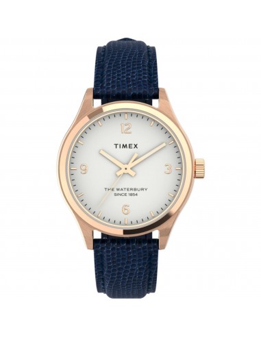 Timex Women's Watch - Waterbury White Dial Navy Blue Leather Strap | TW2U97600VQ le concept de la Pate a emporter 