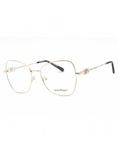 Salvatore Ferragamo Women's Eyeglasses - Shiny Gold Metal Cat Eye Frame | SF2221 717 solde