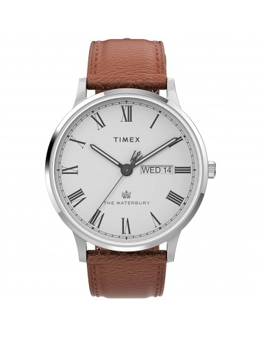 Timex Men's Watch - Waterbury Date Display White Dial Leather Strap | TW2V46500VQ Par le système avancé 